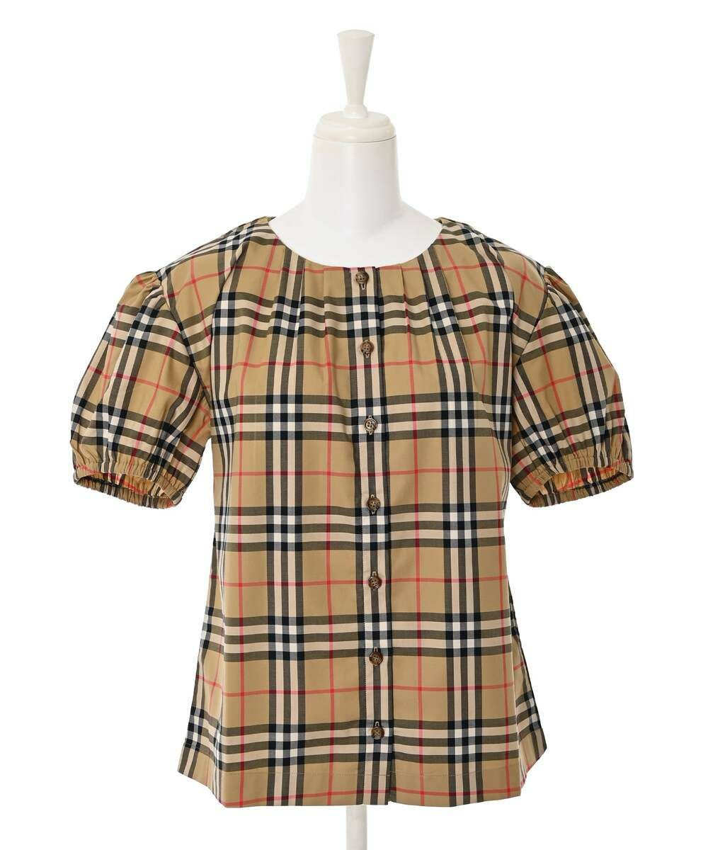 未使用近バーバリーチルドレン ノースリーブフリルブラウス美品ベージュメガチェック BURBERRY KIDSチェックパフブラウス | Narcissus WEB STORE