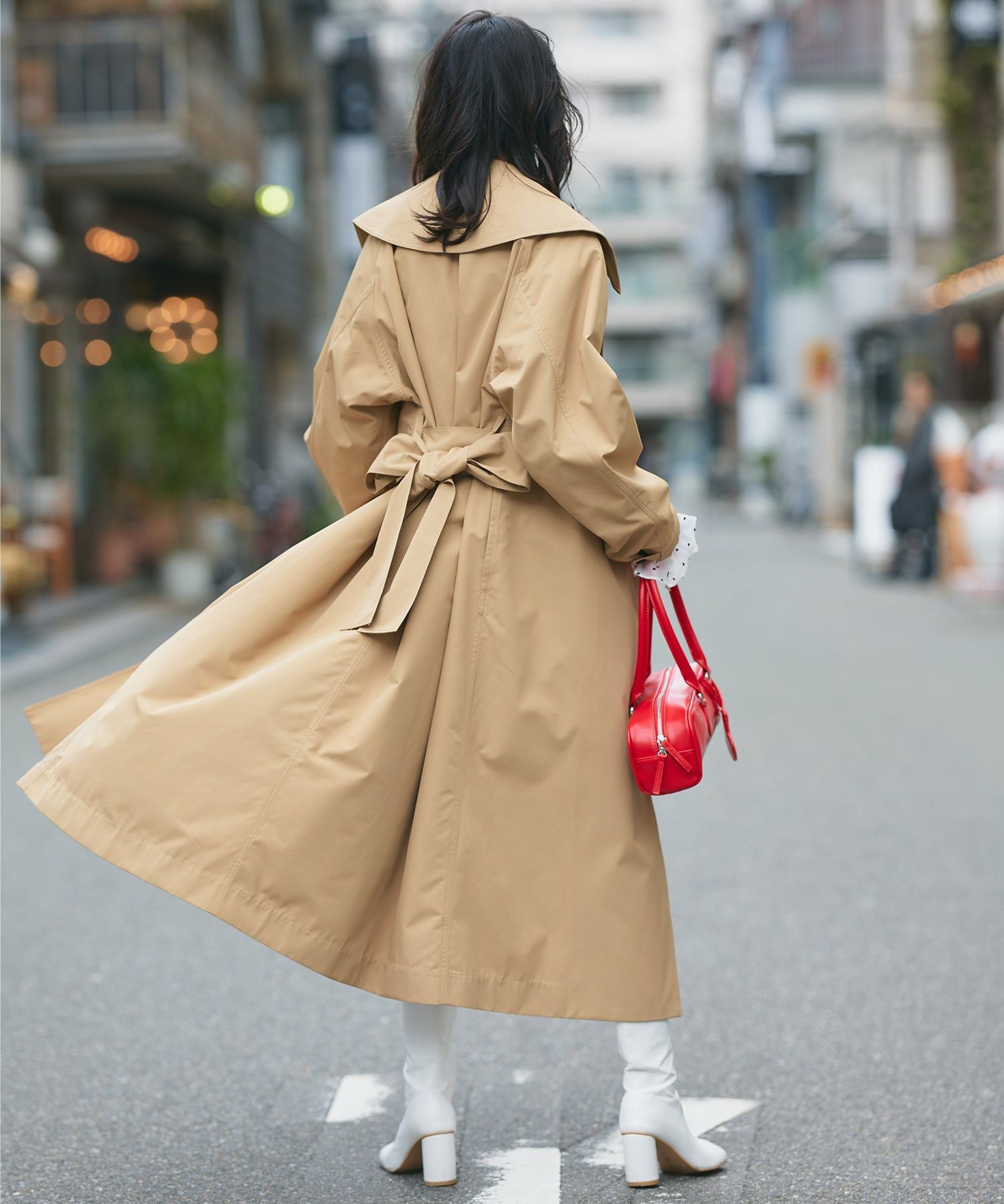 春☆定価5.6万円【Noble】未使用 ビッグカラー 《26SS先行予約》グロウツイルバックニュアンス NOBLE ノーブル リネン混 トレンチコート ジャケット・アウター