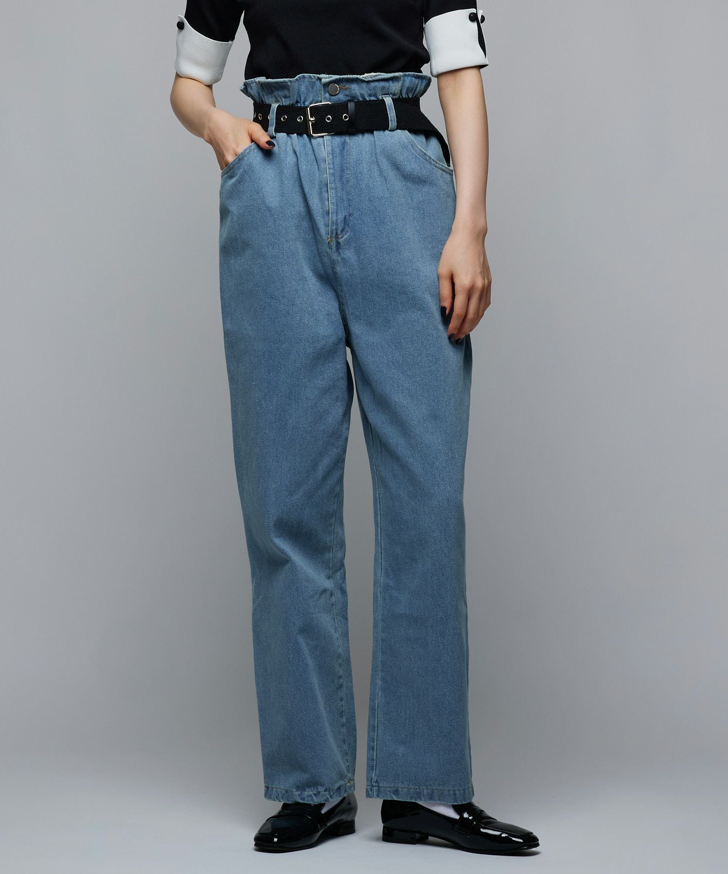 夏海「現nada」デニムパンツ、シャツ、ベルト Narcissusハイウエストベルトデニム | Narcissus WEB STORE
