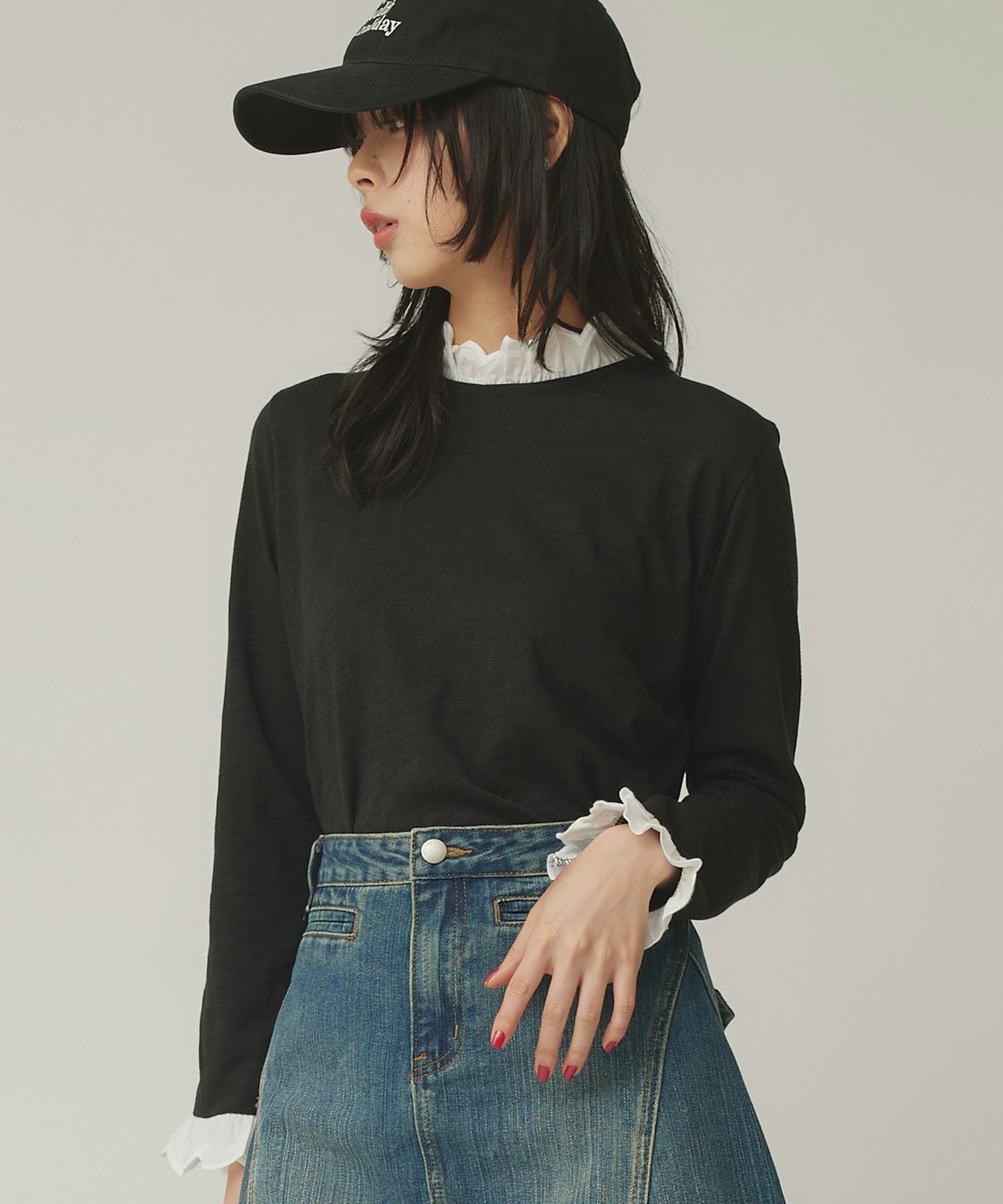 Narcissus ナルシス ペプラムブラウス シャツ ニット異素材切替え Narcissus ナルシス レディースファッション | TOPS トップス ブラウス
