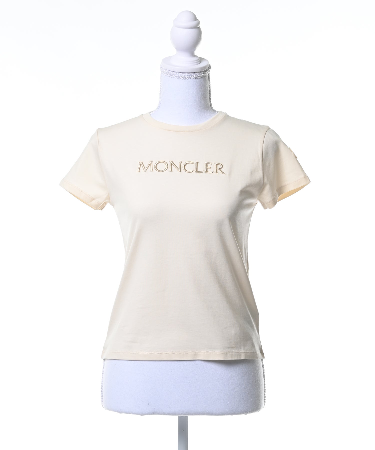 MONCLER ベージュ 刺繍ロゴTシャツ MONCLER KIDS刺繍ロゴTシャツ