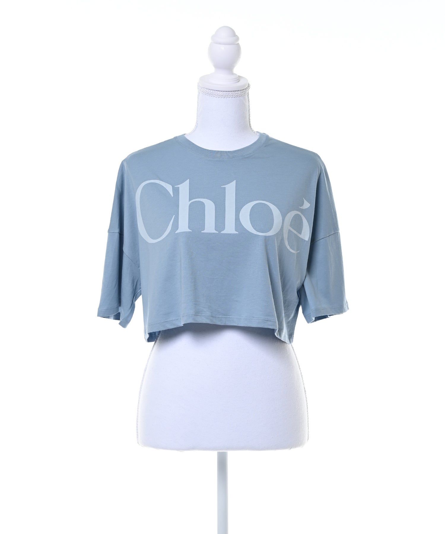 Chloe - Chloé シルクシフォン襟装飾Tシャツ&水色ミモレ丈フレアスカート CHLOE KIDSビッグロゴTシャツ