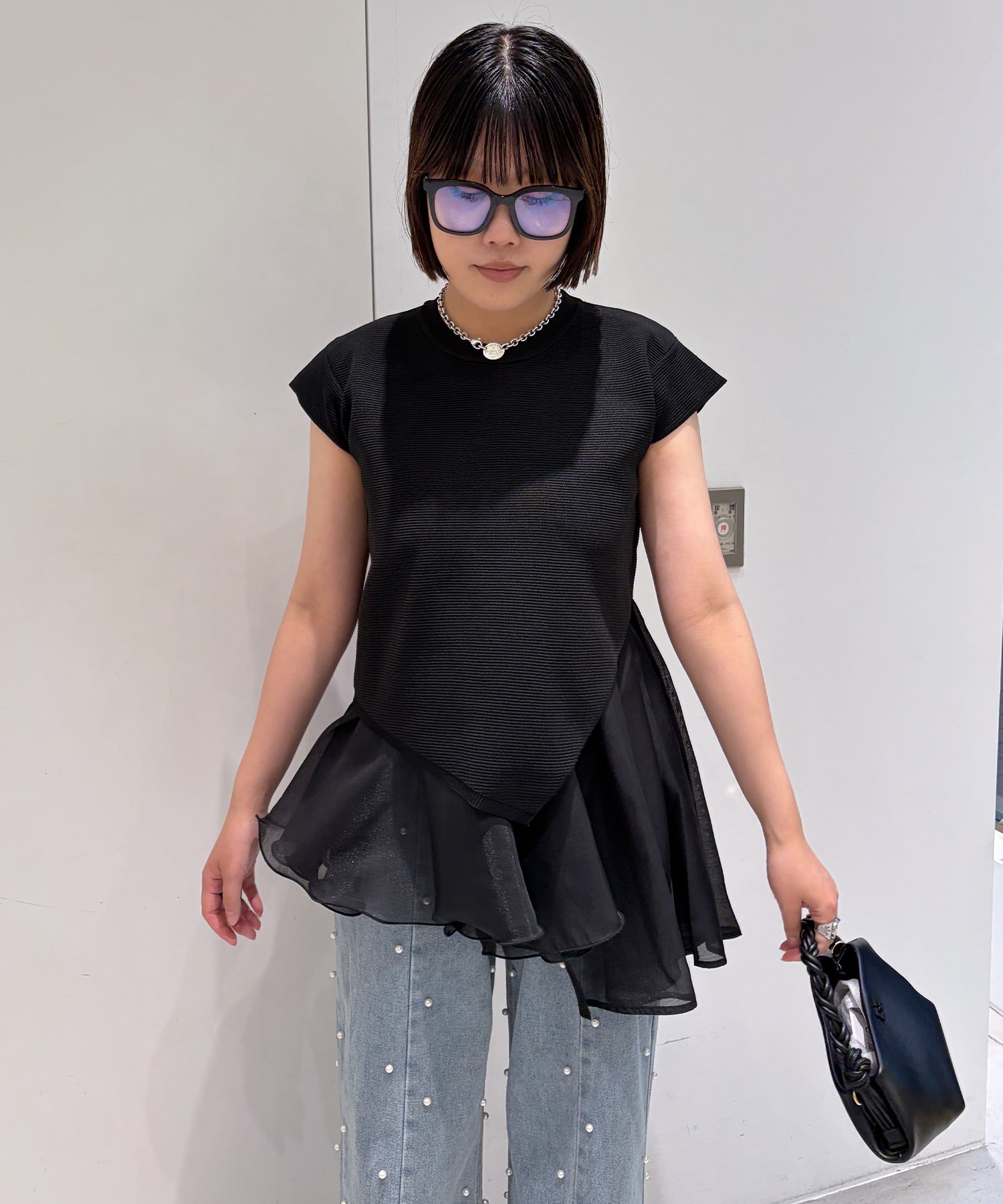Narcissusシフォンペプラムトップス