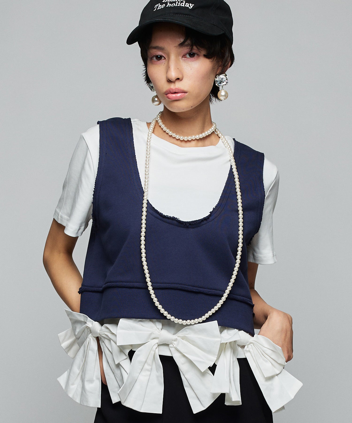 KISHIDAMIKI キシダミキ クロップドスウェットジップトップ Narcissusクロップドスウェットビスチェ